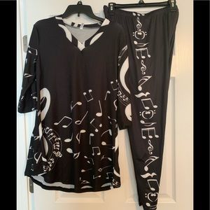 Cute musical top and leggings set